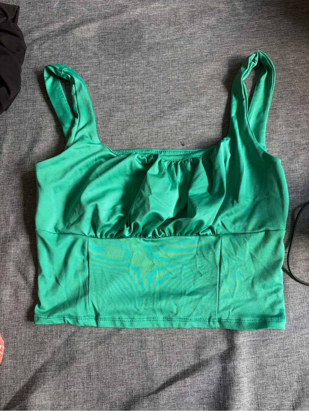 Green Stretch Bandeau Crop Top with Wide Straps